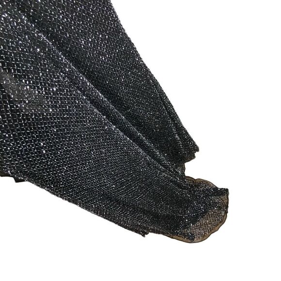 Mac‎ Duggal WMNS 2 black Gunmetal V Neck Beaded High Slit 1070 - Picture 9 of 12